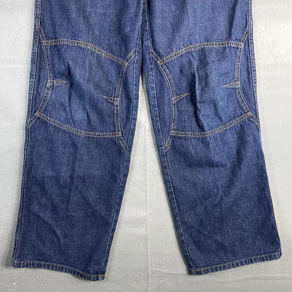 Vintage Y2K IS Girl Interstate Double Leg Baggy Jeans Womens 11 Blue Made in USA - Picture 3 of 10